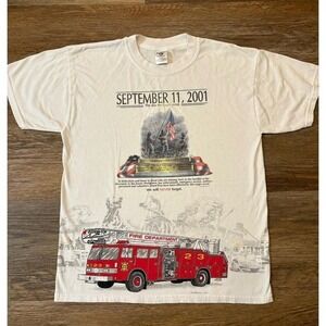 September 11th, 2001 We Will Never Forget Fire Department Men's Large T-Shirt‎